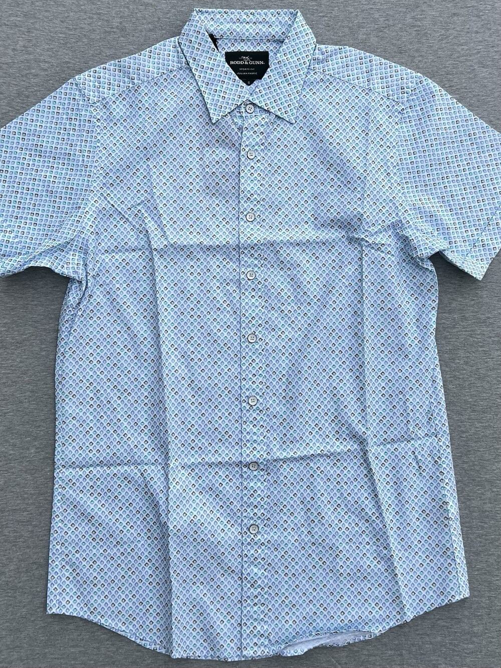 Rodd & Gunn Tripp Settlement Short Sleeve Sports Fit Shirt Teal Men's Size S NWT